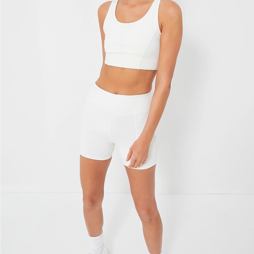 Tuckernuck White Sports Bra and Biker shorts set